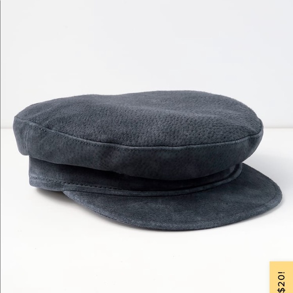 Lulus Accessories - navy blue suede leather baker boy hat NWT